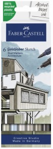 FABER-CASTELL Flamastry dwustronne Goldfaber Sketch 6 kol Architecture