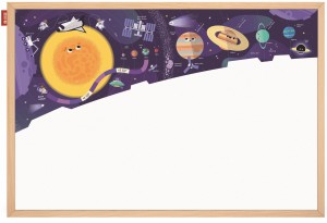 MemoBe Tablica suchościeralna magnetyczna 60x40 Space adventure! ENG