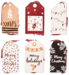 DPCRAFT Zawieszki prezentowe ze sznurkiem 24 sztuki Merry Holidays