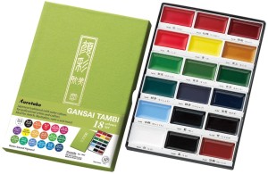 KURETAKE Farby w kostkach Gansai Tambi 18 kolorów