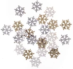 DPCRAFT Drewniane śnieżynki brokatowe 1,6 cm / 24 sztuki