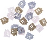 DPCRAFT Drewniane domki brokatowe 1,7 x 2,2 cm / 21 sztuk