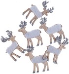 DPCRAFT Drewniane jelonki brokatowe 4 x 4,9 cm / 6 sztuk