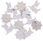 DPCRAFT Drewniane sarenki i śnieżynki brokatowe 3,5 cm / 12 sztuk