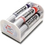 PENTEL Markery suchościeralne Maxiflo z tłoczkiem 4 kol GĄBKA