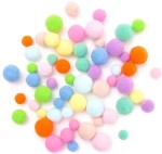 DPCRAFT Pompony pluszowe MIX 60 sztuk Rainbow