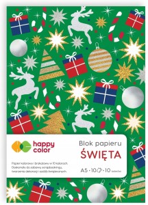 HAPPY COLOR Blok papierów ozdobnych A5 10 arkuszy Xmas