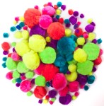 DPCRAFT Pompony akrylowe kolorowe MIX 156 sztuk Neon