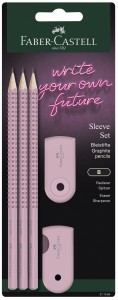 FABER-CASTELL Zestaw ołówki Grip + temperówka + gumka Sleeve Rose Shadows