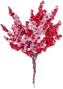 DPCRAFT Szronione gałązki z czerwonymi owocami 6 sztuk