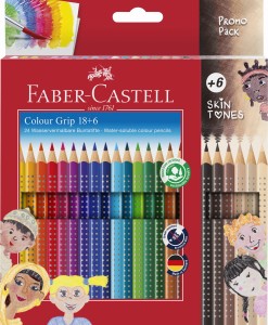 FABER-CASTELL Kredki ołówkowe Grip 18 kol + 6 w odcieniach skóry Skin
