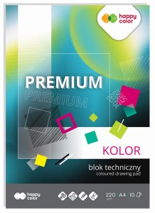 HAPPY COLOR Blok techniczny kolor A4 Premium 220g 10 kartek