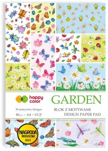 HAPPY COLOR Blok z motywami A4 80g 15 arkuszy Garden