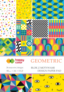 HAPPY COLOR Blok z motywami A4 80g 15 arkuszy Geometric