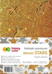 HAPPY COLOR Folia piankowa naklejki A4 5 kolorów STARS