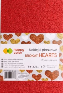 HAPPY COLOR Folia piankowa naklejki A4 5 kolorów HEARTS