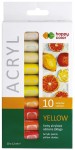 HAPPY COLOR Farby akrylowe w tubkach 10 kolorów x 12 ml ŻÓŁTE