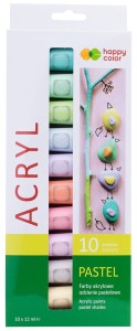 HAPPY COLOR Farby akrylowe 10 kolorów 12 ml PASTELOWE