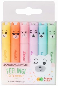 HAPPY COLOR Zakreślacz Mini Uszaki Pastel 6 sztuk