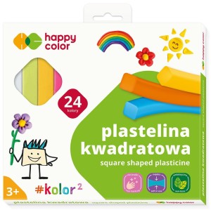 HAPPY COLOR Plastelina kwadratowa szkolna 24 kolory