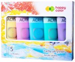 HAPPY COLOR Farby akrylowe pastelowe 5 sztuk x 75 ml