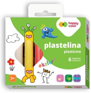 HAPPY COLOR Plastelina okrągła szkolna 6 kolorów