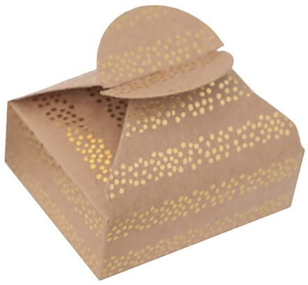 PUDEŁKA SKŁADANE CANDY BOX, 6X7,5X2,5 CM, ZŁOTE PASKI, 4 SZT..jpg