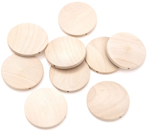 DREWNIANE KORALIKI, MONETKI 40 MM, 10 SZT.jpg