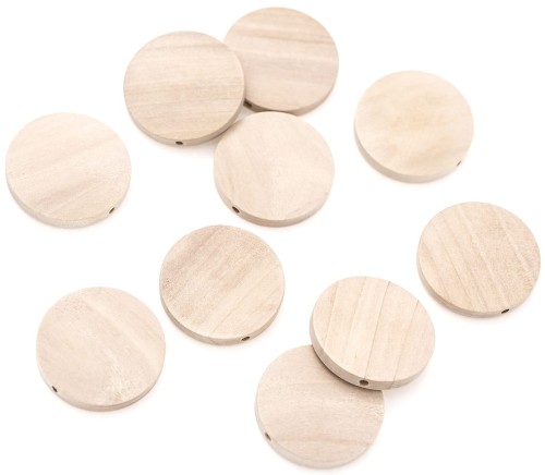 DREWNIANE KORALIKI, MONETKI 30 MM, 10 SZT.jpg