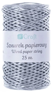 DPCRAFT Sznurek papierowy z drucikiem 25 m SREBRNY