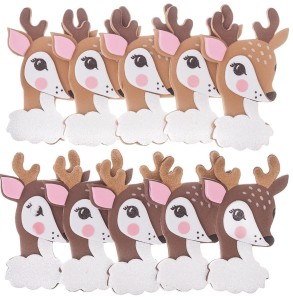 DPCRAFT Naklejki piankowe brokatowe świąteczne Sarenki Bambi 10 sztuk