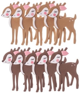 DPCRAFT Naklejki piankowe brokatowe świąteczne Sarenki Bambi 10 sztuk