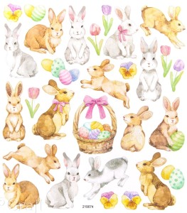 DPCRAFT Naklejki brokatowe Wielkanocne Zające 29 sztuk