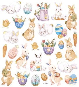 DPCRAFT Naklejki brokatowe Króliczki i Pisanki 28 sztuk