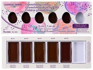 KURETAKE Farby akwarelowe w kostkach Gansai Tambi 6 kol Granulating Colors