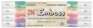 ZIG Kuretake Pisak dwustronny z tuszem do embossingu kaligrafii 4 szt