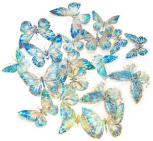 DPCRAFT Naklejki połyskujące PET 20 sztuk Motyle Blue Stardust