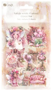 DPCRAFT Połyskujące naklejki PET do scrapbookingu bullet journal Wróżki 6 ark Crystal Pink