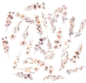 DPCRAFT Naklejki PET bullet journal 30 sztuk Kwiaty Beige Mist