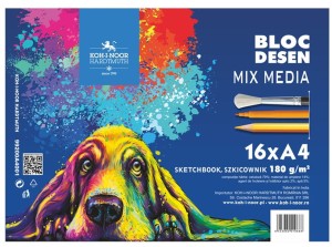 KOH-I-NOOR Blok szkolny mix media szkicownik A4 16 kartek 180 g Pies
