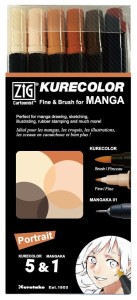 KURETAKE Pisaki Kurecolor Fine&Brush Manga 5+1 PORTRAIT