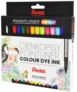 PENTEL Cienkopisy kolorowe zestaw Pointliner 12 kolorów