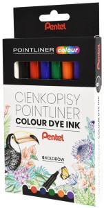 PENTEL Cienkopisy kolorowe zestaw Pointliner 6 kolorów