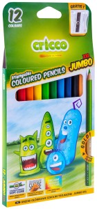 CRICCO Kredki ołówkowe trójkątne grube 12 kolorów Jumbo