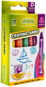 CRICCO Kredki świecowe trójkątne grube 12 kolorów Jumbo