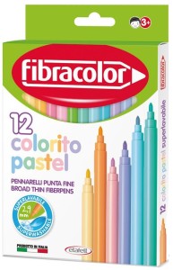 FIBRACOLOR Flamastry pisaki mazaki Colorito 12 kolorów PASTEL