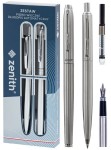 ZENITH Komplet pióro + długopis Silver w etui SREBRNY