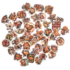 DPCRAFT Naklejki winylowe świąteczne Gingerbread Christmas 4-6 cm 50 szt