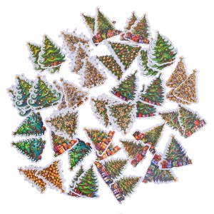 DPCRAFT Naklejki winylowe świąteczne Choinki Christmas 4-6 cm 46 szt