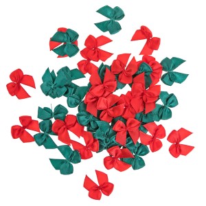 DPCRAFT Mini kokardki satynowe 50 sztuk CZERWONE/ZIELONE